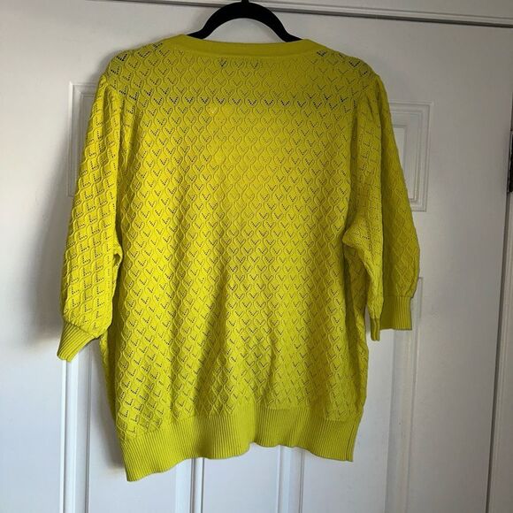 NWT Fashion To Figure Pointelle Knit Cardigan LIGHT GREEN SIZE 1 1x 14 16 - Picture 7 of 8